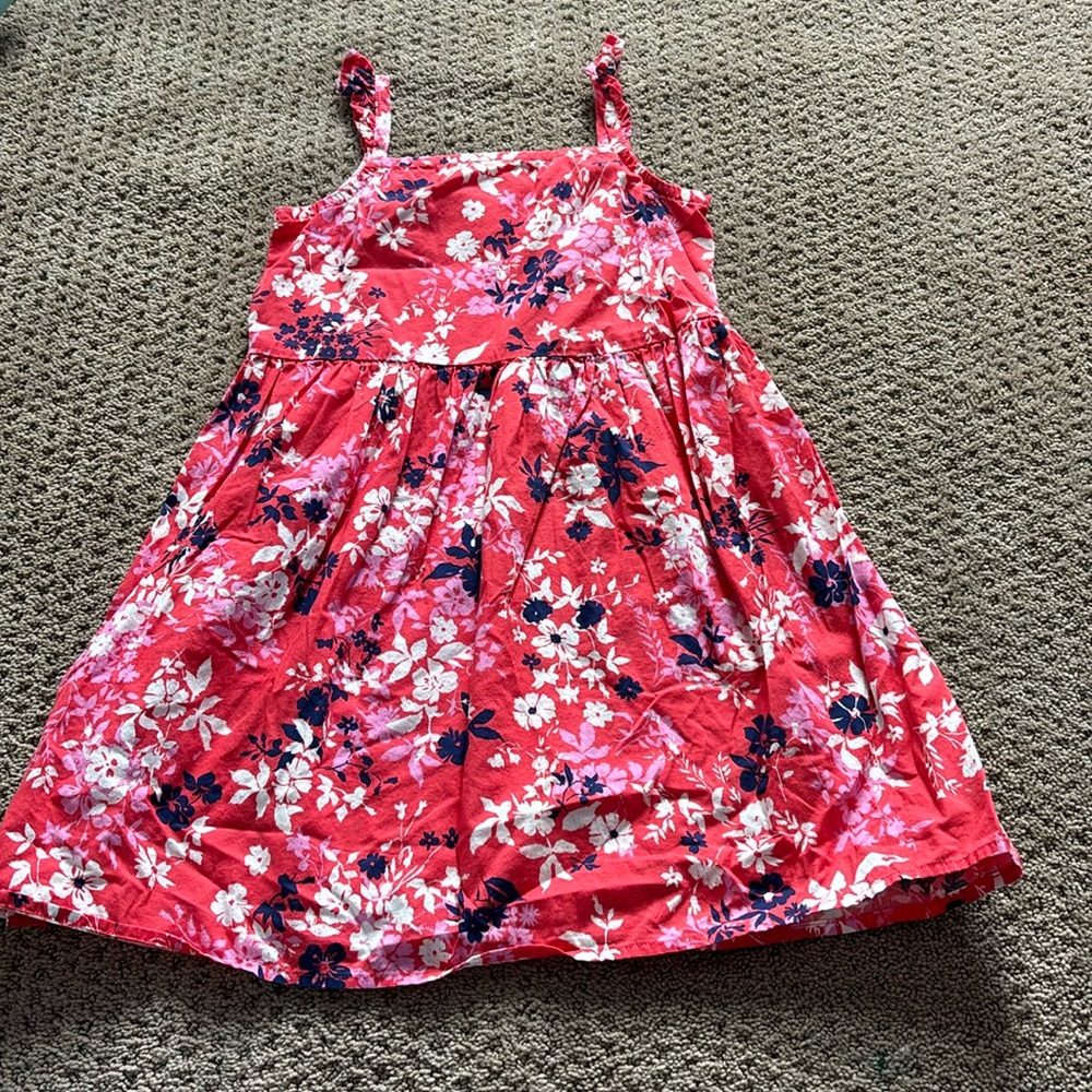 GAP Red Floral Summer Dress Red with Navy Pink and White Accents